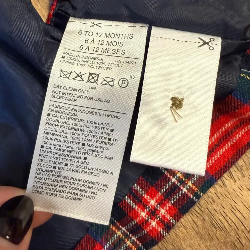 Janie and Jack The Tartan Holiday Vest 100% Wool Bradbury Red Tartan Baby 6-12M
